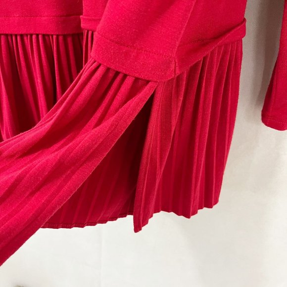 J. Jill Red Pleated Hem Long Sleeve Shirt Crewneck Slit Hem - Size 1X - Picture 3 of 6